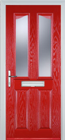 2 Panel 2 Angle Glazed Timber Solid Core Door in Poppy Red