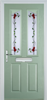 2 Panel 2 Angle Mackintosh Rose Timber Solid Core Door in Chartwell Green