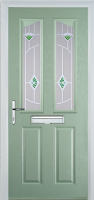 2 Panel 2 Angle Murano Timber Solid Core Door in Chartwell Green