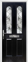 2 Panel 2 Arch Abstract Timber Solid Core Door in Black