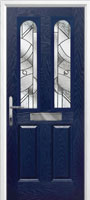 2 Panel 2 Arch Abstract Timber Solid Core Door in Dark Blue