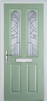 2 Panel 2 Arch Abstract Timber Solid Core Door in Chartwell Green