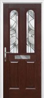 2 Panel 2 Arch Abstract Timber Solid Core Door in Darkwood