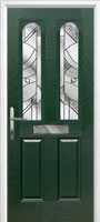 2 Panel 2 Arch Abstract Timber Solid Core Door in Green