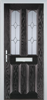 2 Panel 2 Arch Classic Timber Solid Core Door in Black Brown