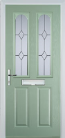 2 Panel 2 Arch Classic Timber Solid Core Door in Chartwell Green
