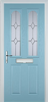 2 Panel 2 Arch Classic Timber Solid Core Door in Duck Egg Blue