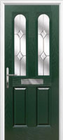 2 Panel 2 Arch Classic Timber Solid Core Door in Green