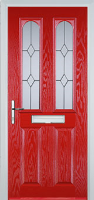 2 Panel 2 Arch Classic Timber Solid Core Door in Poppy Red