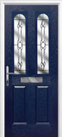 2 Panel 2 Arch Crystal Bohemia Timber Solid Core Door in Dark Blue
