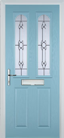 2 Panel 2 Arch Crystal Bohemia Timber Solid Core Door in Duck Egg Blue