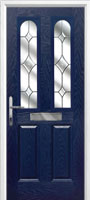 2 Panel 2 Arch Crystal Diamond Timber Solid Core Door in Dark Blue