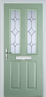 2 Panel 2 Arch Crystal Diamond Timber Solid Core Door in Chartwell Green