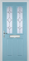 2 Panel 2 Arch Crystal Diamond Timber Solid Core Door in Duck Egg Blue