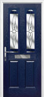 2 Panel 2 Arch Crystal Harmony Timber Solid Core Door in Dark Blue