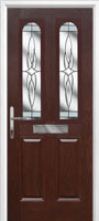 2 Panel 2 Arch Crystal Harmony Timber Solid Core Door in Darkwood