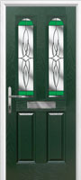 2 Panel 2 Arch Crystal Harmony Timber Solid Core Door in Green