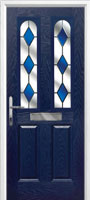 2 Panel 2 Arch Drop Diamond Timber Solid Core Door in Dark Blue
