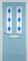 2 Panel 2 Arch Drop Diamond Timber Solid Core Door in Duck Egg Blue