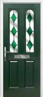 2 Panel 2 Arch Drop Diamond Timber Solid Core Door in Green