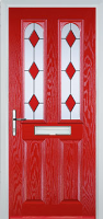 2 Panel 2 Arch Drop Diamond Timber Solid Core Door in Poppy Red