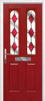 2 Panel 2 Arch Drop Diamond Timber Solid Core Door in Red