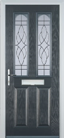 2 Panel 2 Arch Elegance Timber Solid Core Door in Anthracite Grey