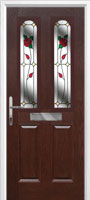 2 Panel 2 Arch English Rose Timber Solid Core Door in Darkwood