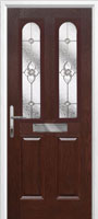 2 Panel 2 Arch Finesse Timber Solid Core Door in Darkwood