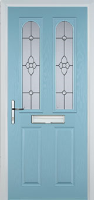 2 Panel 2 Arch Finesse Timber Solid Core Door in Duck Egg Blue