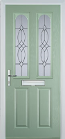 2 Panel 2 Arch Flair Timber Solid Core Door in Chartwell Green