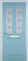 2 Panel 2 Arch Flair Timber Solid Core Door in Duck Egg Blue