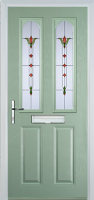 2 Panel 2 Arch Fleur Timber Solid Core Door in Chartwell Green