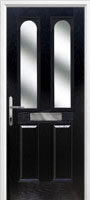 2 Panel 2 Arch Glazed Timber Solid Core Door in Black