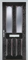 2 Panel 2 Arch Glazed Timber Solid Core Door in Black Brown