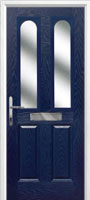 2 Panel 2 Arch Glazed Timber Solid Core Door in Dark Blue