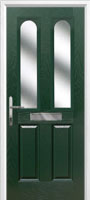 2 Panel 2 Arch Glazed Timber Solid Core Door in Green