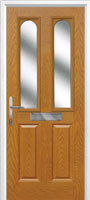 2 Panel 2 Arch Glazed Timber Solid Core Door in Oak