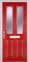 2 Panel 2 Arch Glazed Timber Solid Core Door in Poppy Red