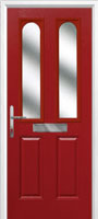 2 Panel 2 Arch Glazed Timber Solid Core Door in Red