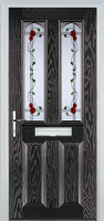 2 Panel 2 Arch Mackintosh Rose Timber Solid Core Door in Black Brown