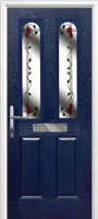 2 Panel 2 Arch Mackintosh Rose Timber Solid Core Door in Dark Blue
