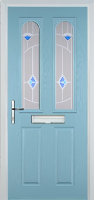 2 Panel 2 Arch Murano Timber Solid Core Door in Duck Egg Blue