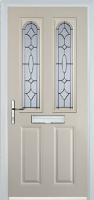2 Panel 2 Arch Zinc/Brass Art Clarity Timber Solid Core Door in Cream