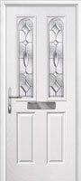 2 Panel 2 Arch Zinc/Brass Art Clarity Timber Solid Core Door in White