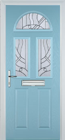 2 Panel 2 Square 1 Arch Abstract Timber Solid Core Door in Duck Egg Blue