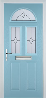 2 Panel 2 Square 1 Arch Classic Timber Solid Core Door in Duck Egg Blue