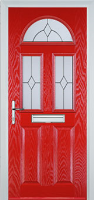 2 Panel 2 Square 1 Arch Classic Timber Solid Core Door in Poppy Red