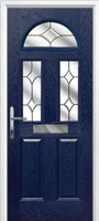 2 Panel 2 Square 1 Arch Crystal Diamond Timber Solid Core Door in Dark Blue