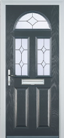 2 Panel 2 Square 1 Arch Crystal Diamond Timber Solid Core Door in Anthracite Grey